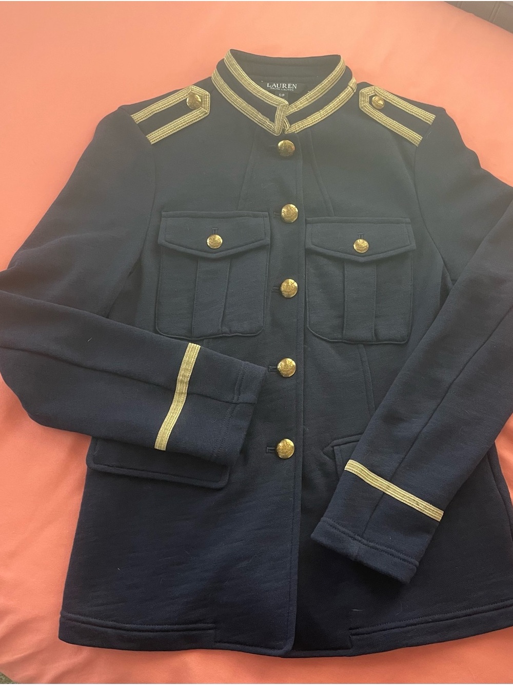 Lauren Ralph Lauren Navy Military Jacket with Gold Accents